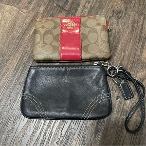 Coach Womens Bundle Of 2 Leather Small Wristlets
